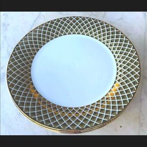 CIROA LUXE DINNER PLATES GOLD METALLIC PORCELAIN
